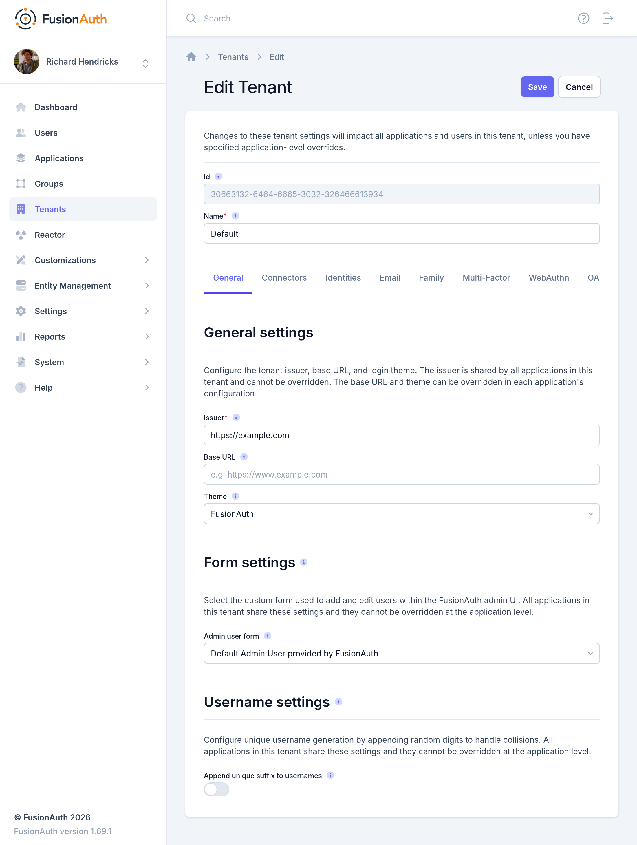 Tenant Configuration - General
