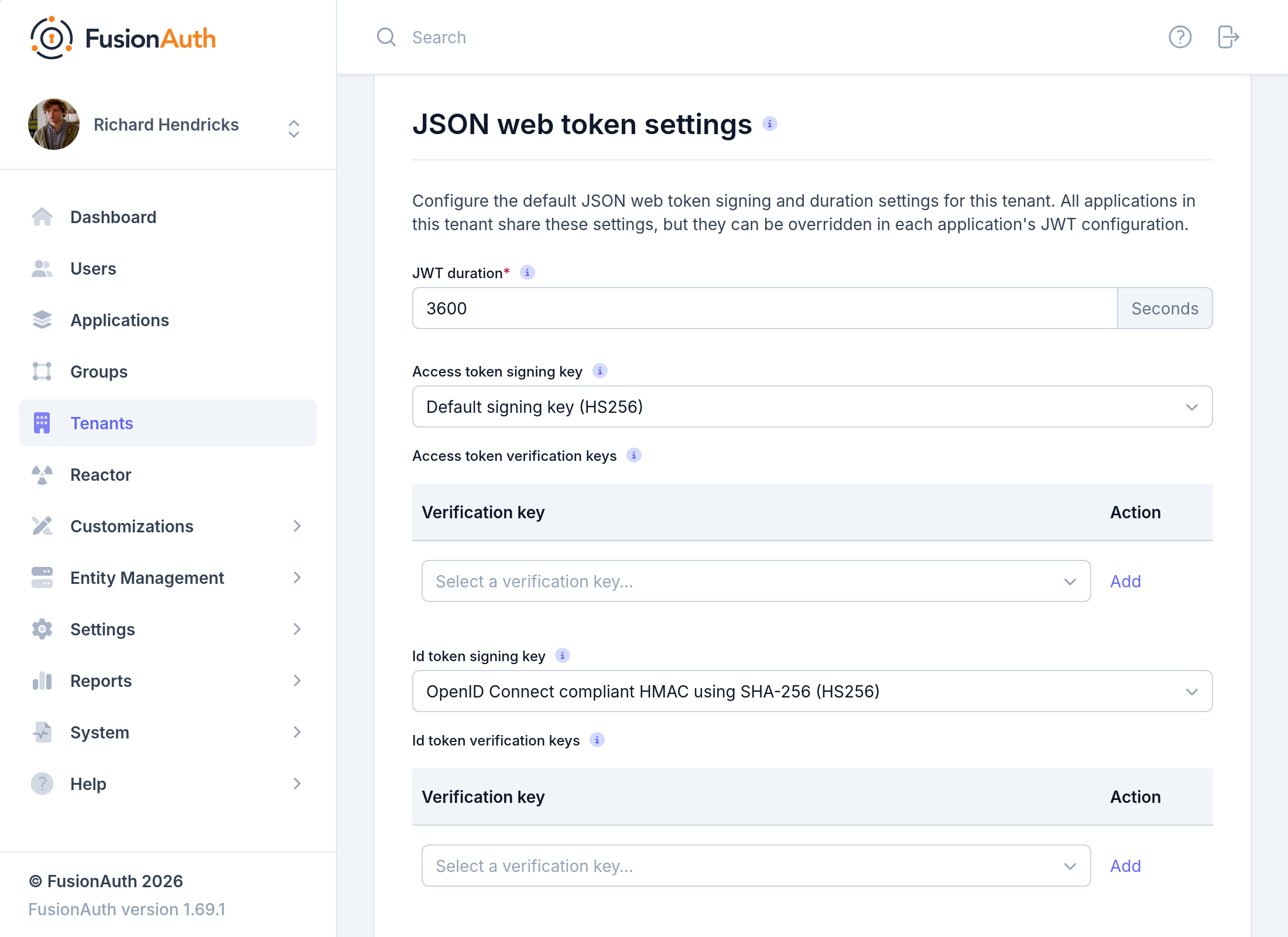 Tenant Configuration - JWT
