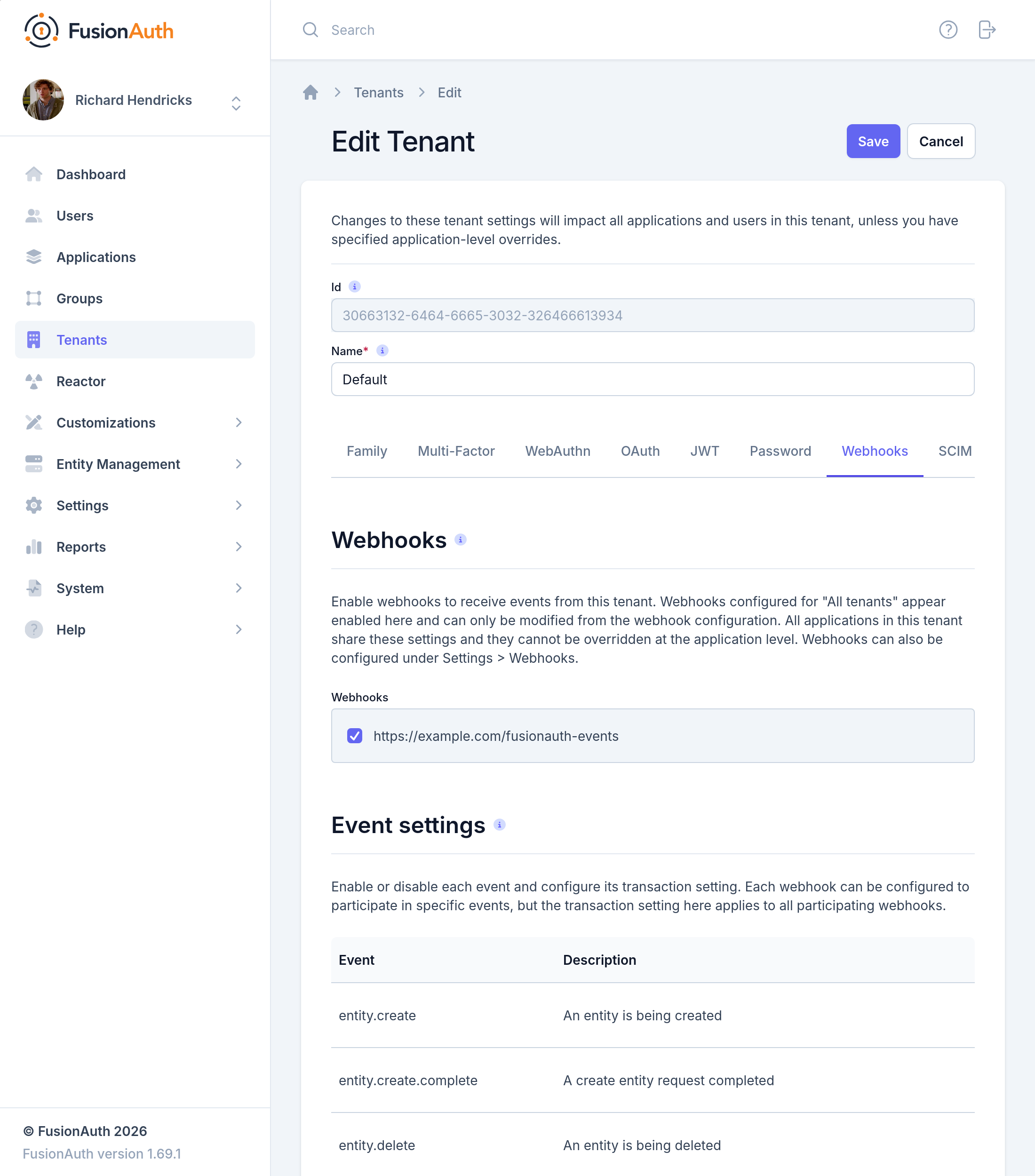 Tenant Configuration - Webhooks