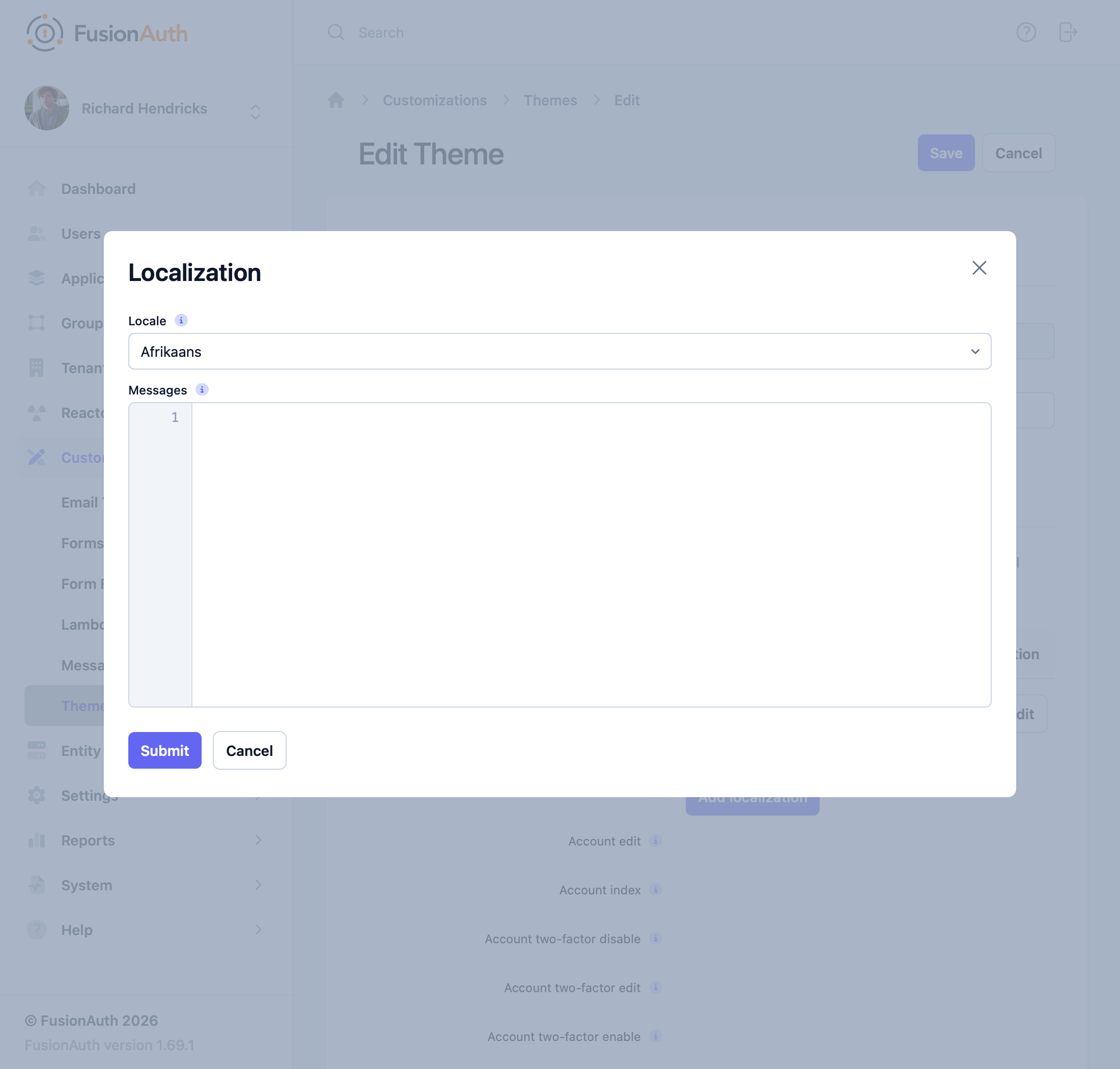 Installing a translation for the hosted login pages.