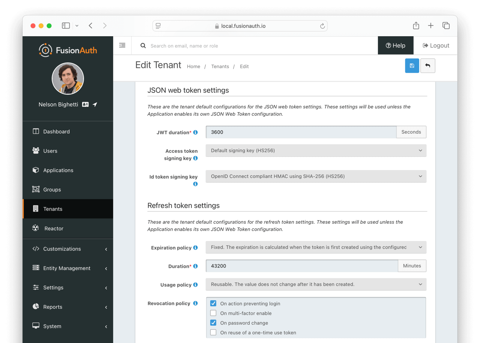 Tenant Configuration - JWT