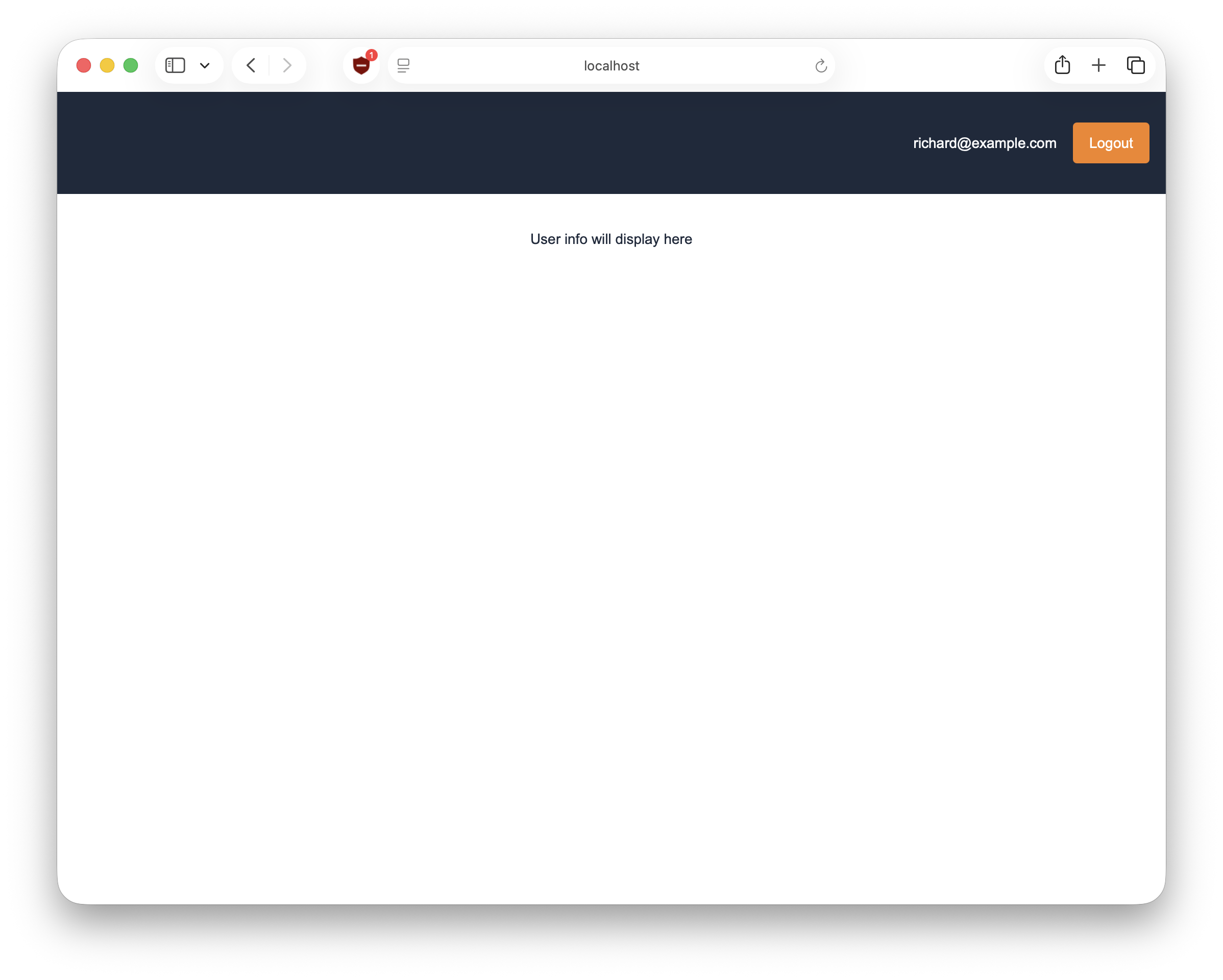 The home page, not yet populated with user data.