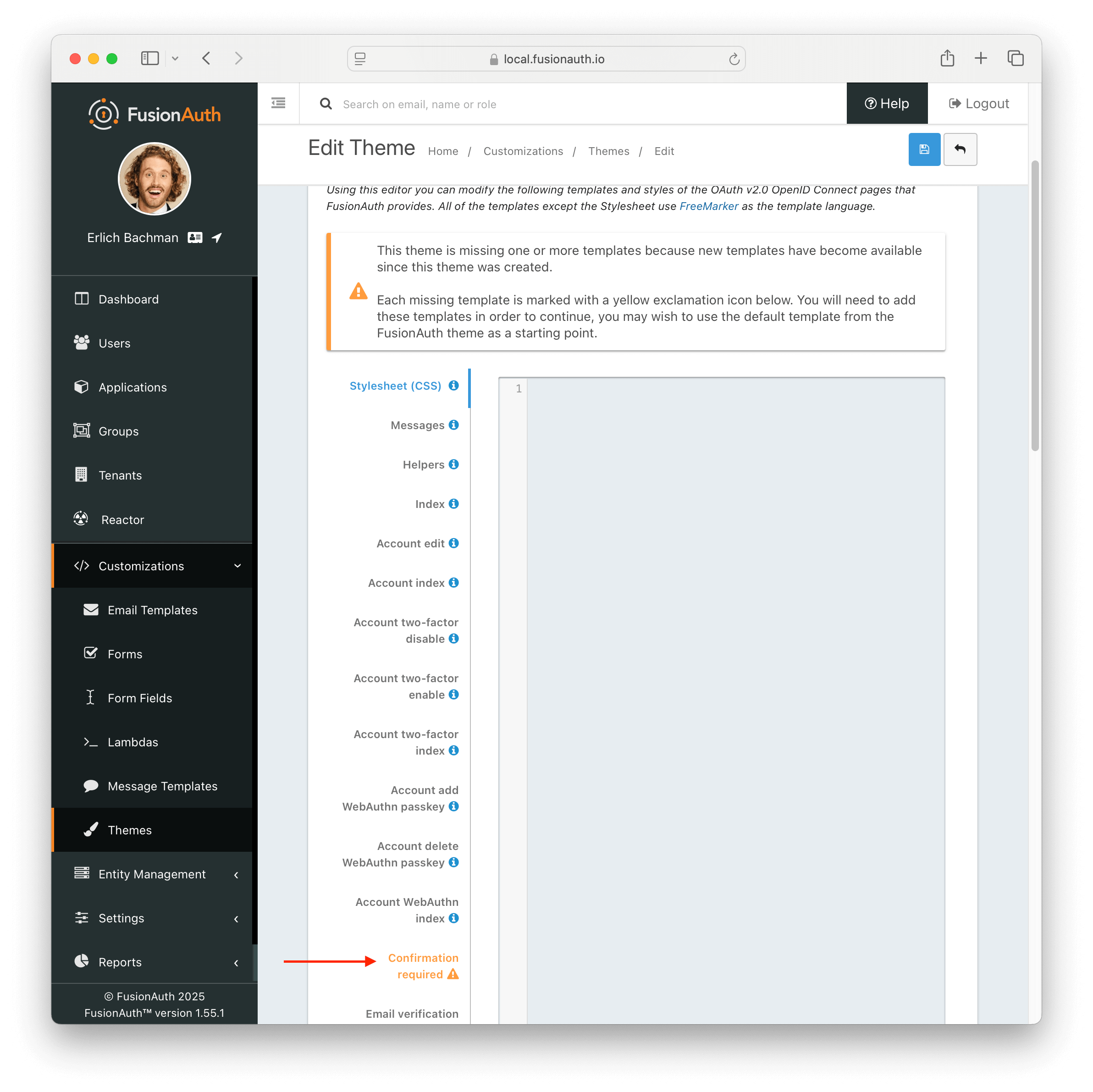 New theme page to add